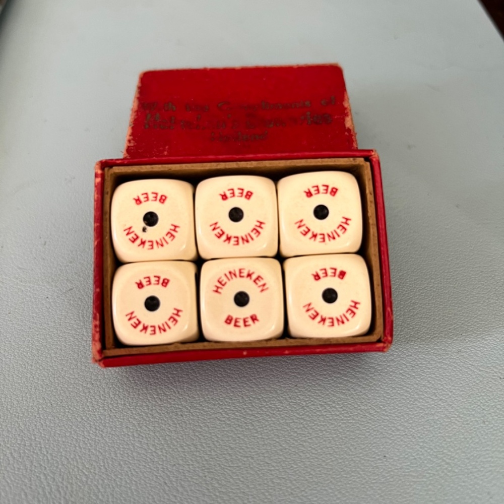 Vintage Heineken Beer Dice w/ Original Box